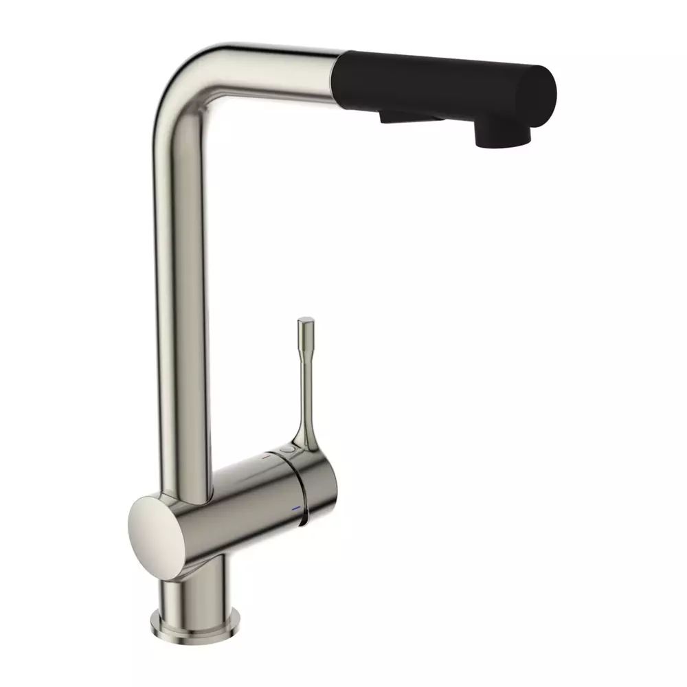 Baterie bucatarie cu dus extractibil Ideal Standard Ceralook BlueStart argintiu Silver Storm