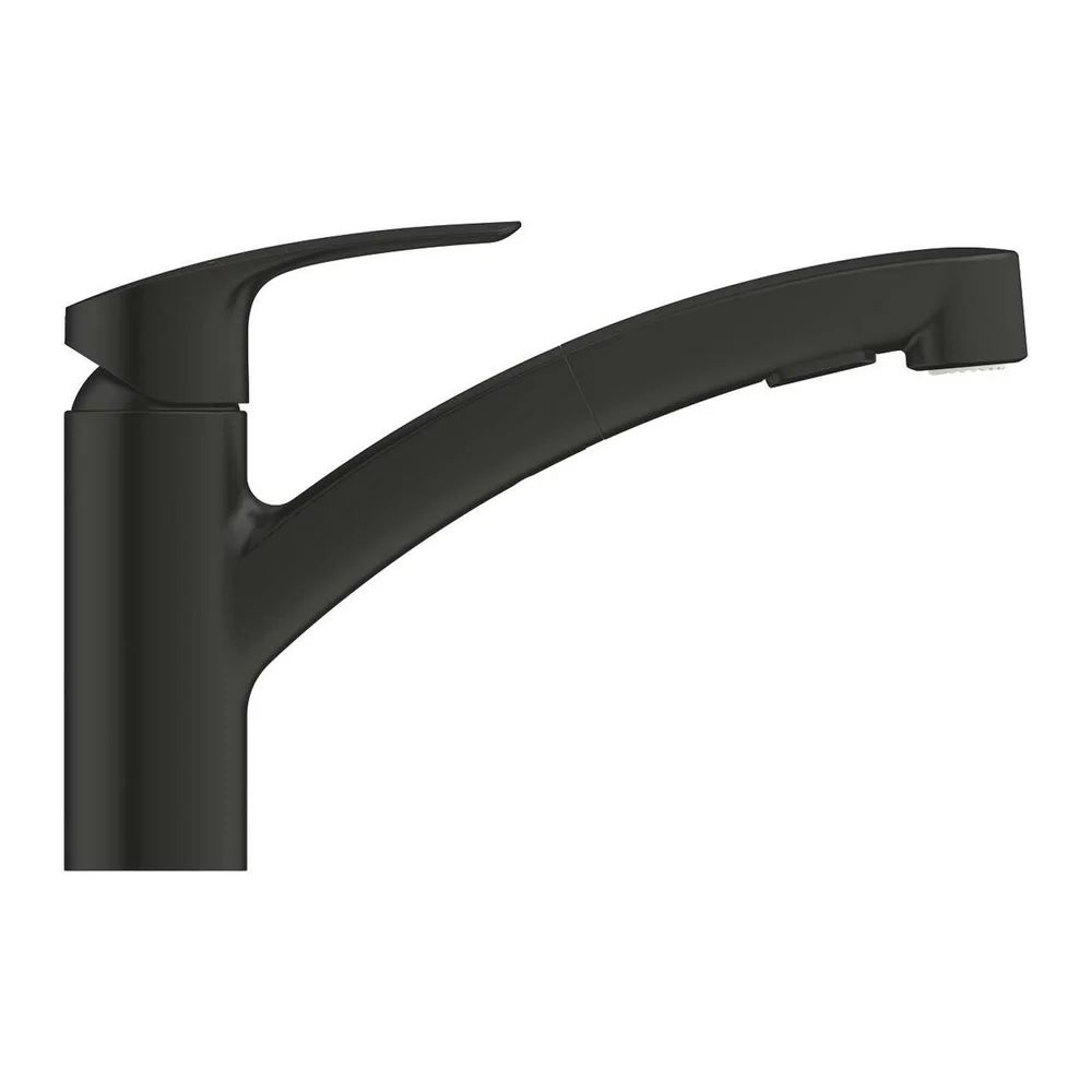 Baterie bucatarie cu dus extractibil negru mat Grohe Eurosmart New
