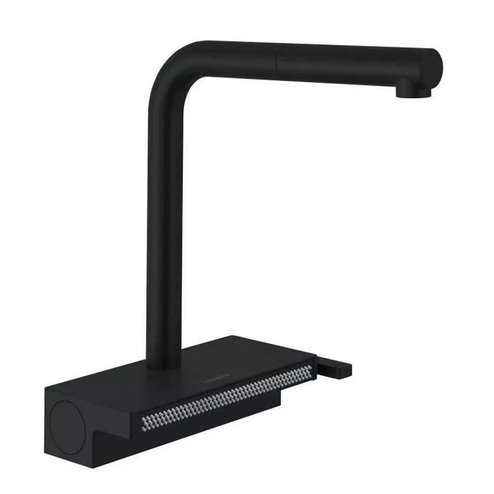 Baterie bucatarie cu dus extractibil negru mat Hansgrohe Aquno Select M81 250 cu 2 jeturi