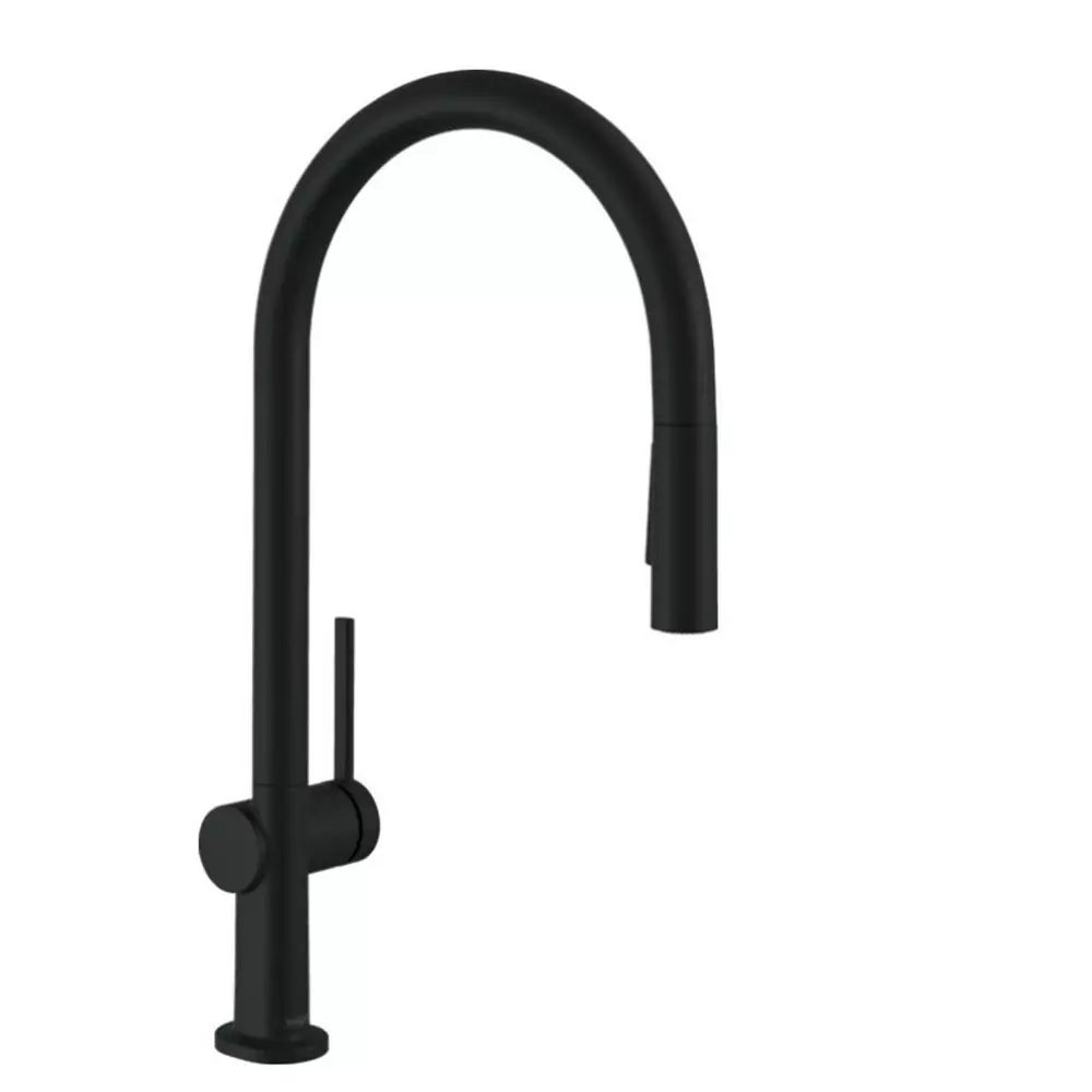 Baterie bucatarie cu dus extractibil negru mat Hansgrohe Talis M54 210 cu 2 jeturi