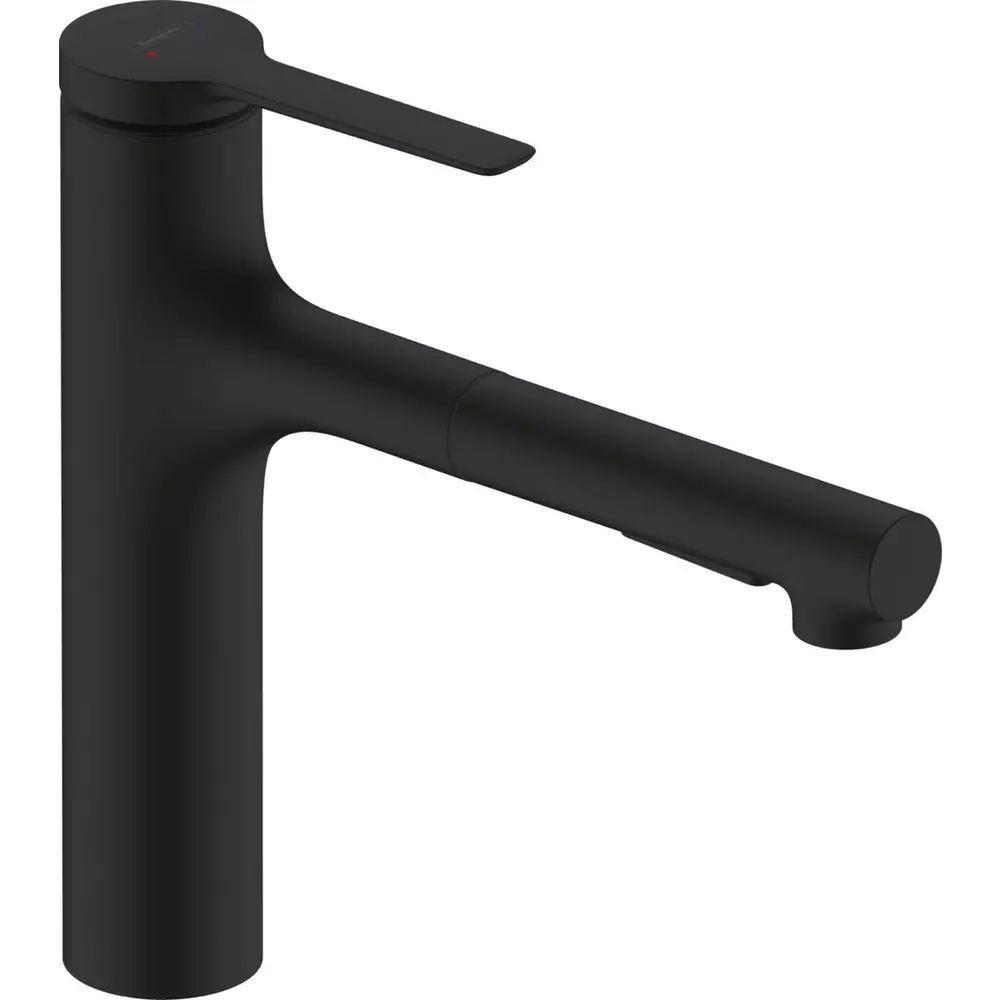 Baterie bucatarie cu dus extractibil negru mat Hansgrohe Zesis M33 160 sBox cu 2 jeturi