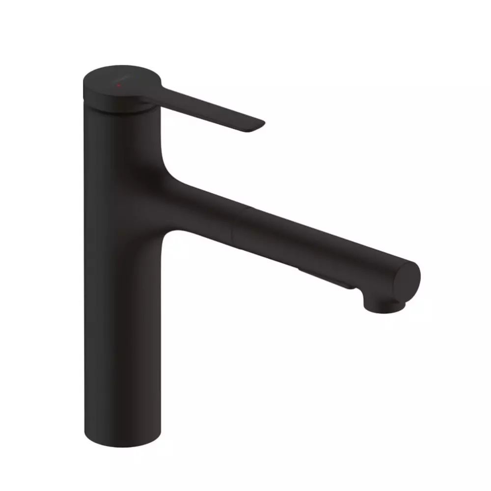 Baterie bucatarie cu dus extractibil negru mat Hansgrohe Zesis M33 160 sBox lite cu 2 jeturi