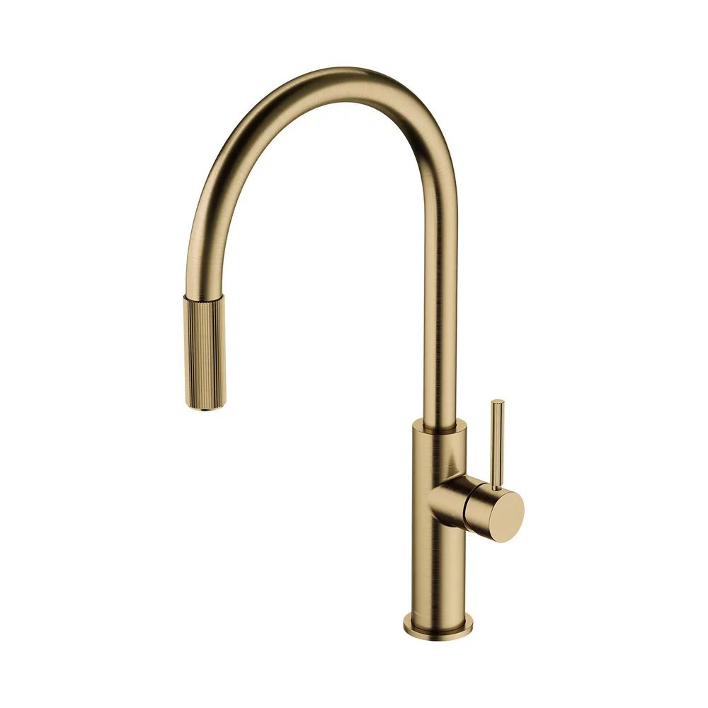 Baterie bucatarie cu dus extractibil Omnires Switch compatibila cu sistem filtrare apa finisaj bronz antichizat periat