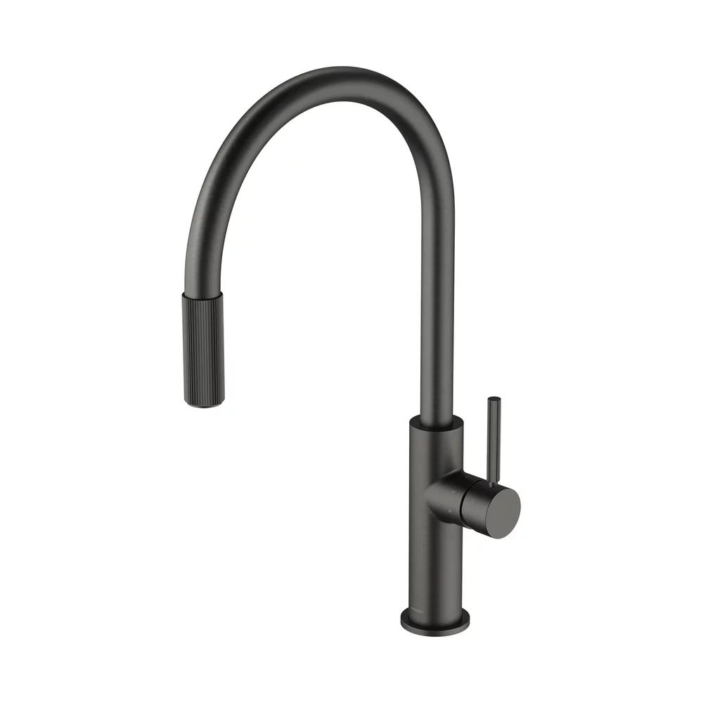 Baterie bucatarie cu dus extractibil Omnires Switch compatibila cu sistem filtrare apa finisaj grafit periat