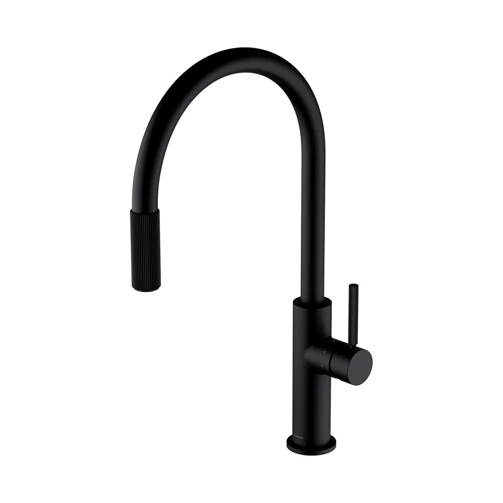 Baterie bucatarie cu dus extractibil Omnires Switch compatibila cu sistem filtrare apa finisaj negru mat