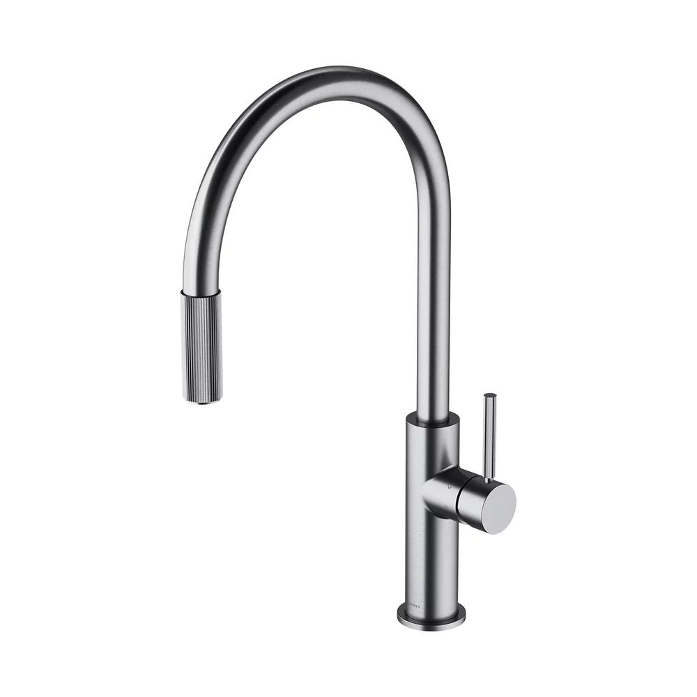 Baterie bucatarie cu dus extractibil Omnires Switch cu sistem filtrare apa finisaj nichel periat