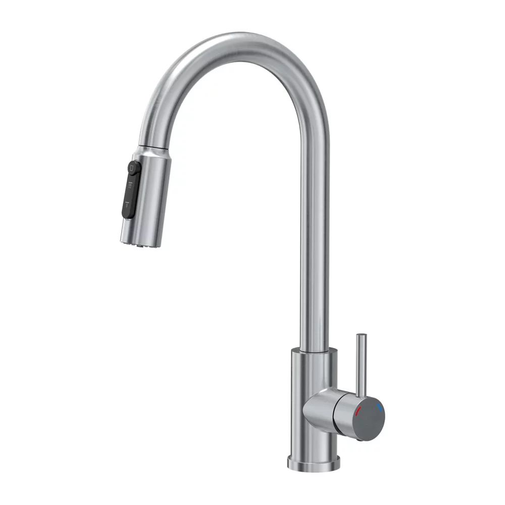 Baterie bucatarie cu dus extractibil Quadron Pop Cindy finisaj inox periat