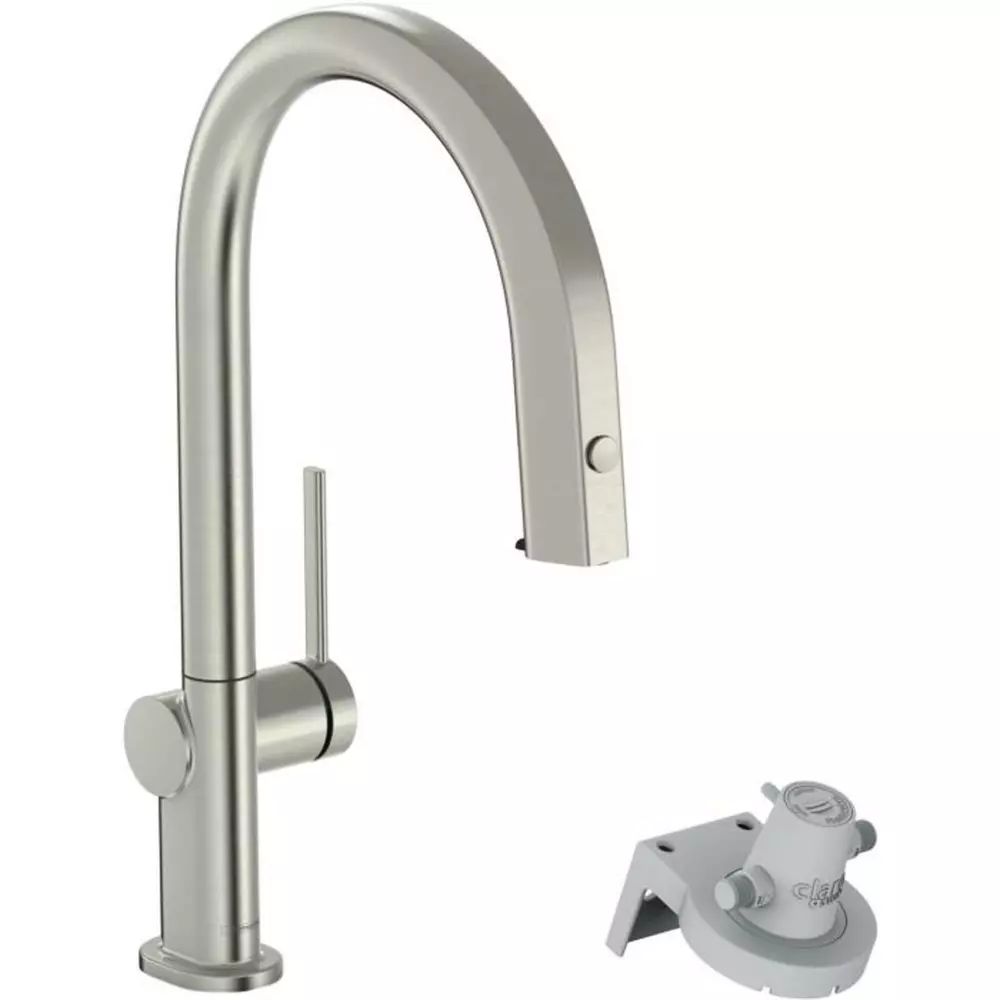 Baterie bucatarie cu dus extractibil si filtru de apa crom periat Hansgrohe Aquittura Select M91 210 sBox cu 1 jet