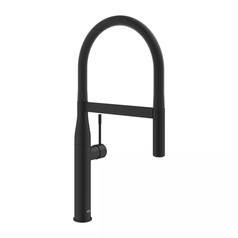 Baterie bucatarie cu pipa flexibila Grohe Essence negru mat Phantom Black