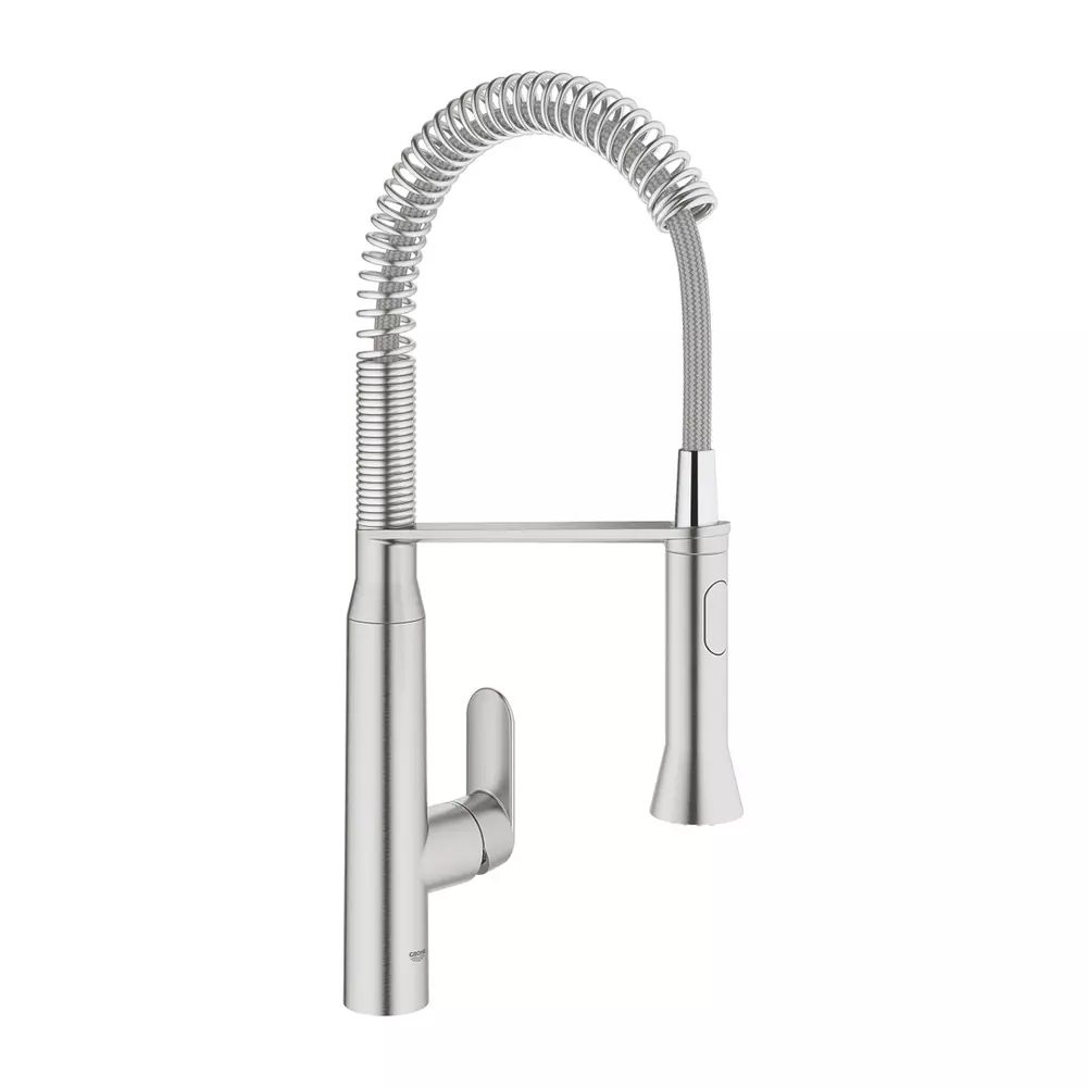 Baterie bucatarie cu pipa flexibila Grohe K7 crom periat Supersteel