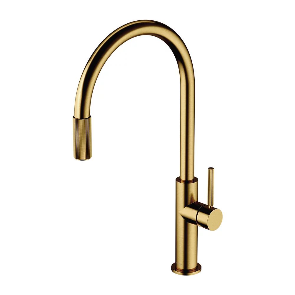 Baterie bucatarie cu sistem filtrare D1 auriu periat Omnires Switch cu 3 cai, pentru apa filtrata