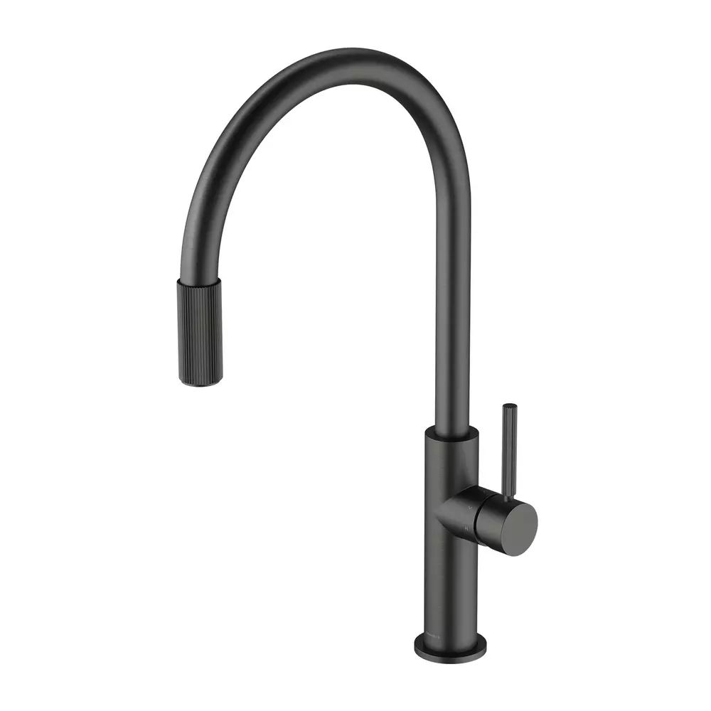 Baterie bucatarie grafit Omnires Switch cu 3 cai, pentru apa filtrata