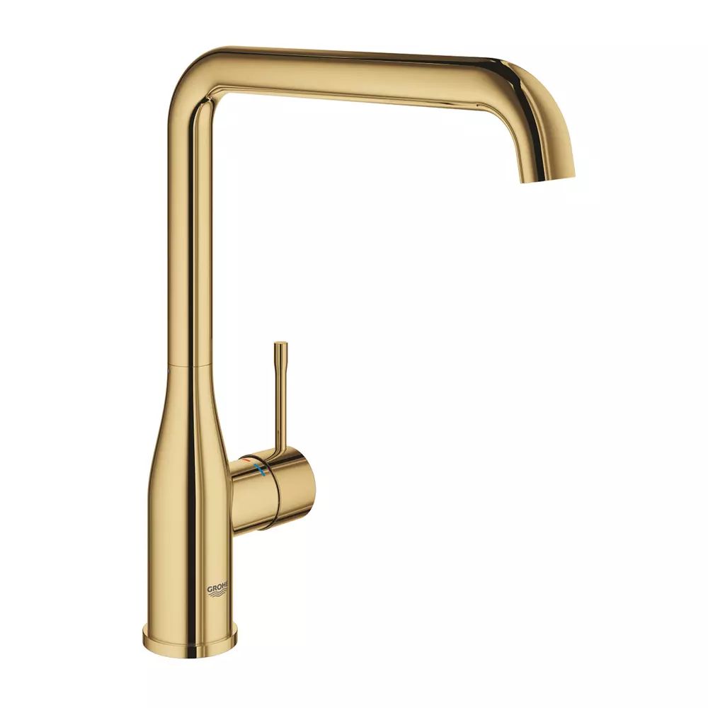 Baterie bucatarie Grohe Essence pipa rotativa auriu lucios Cool Sunrise