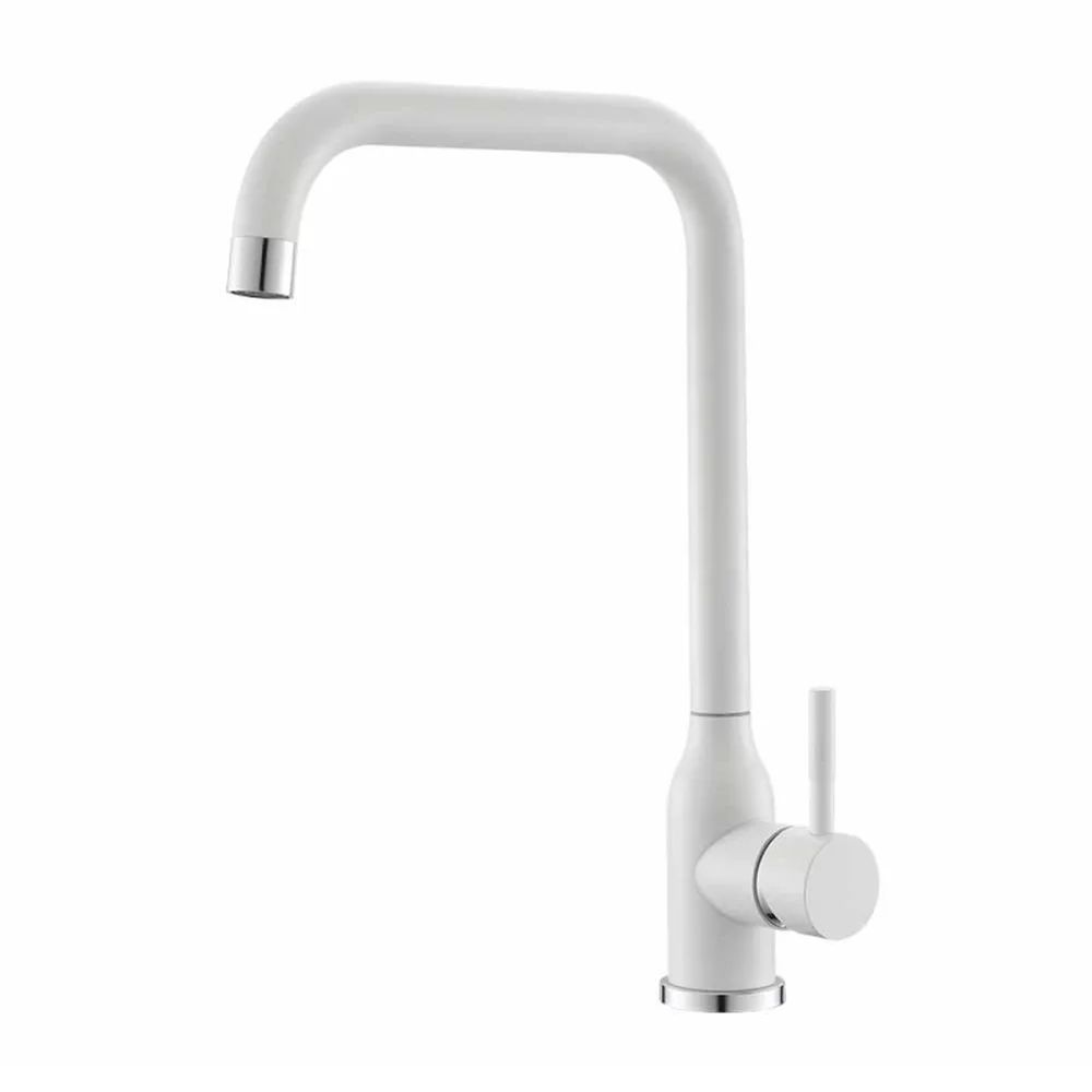 Baterie bucatarie monocomanda Inter Ceramic finisaj alb-granit mat