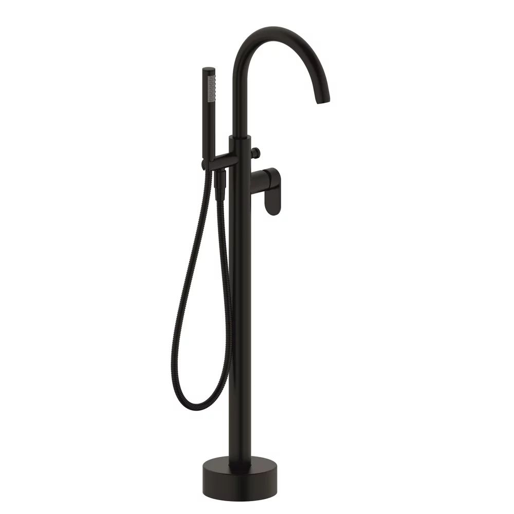 Baterie cada - dus freestanding Inter Ceramic finisaj negru cu set de dus