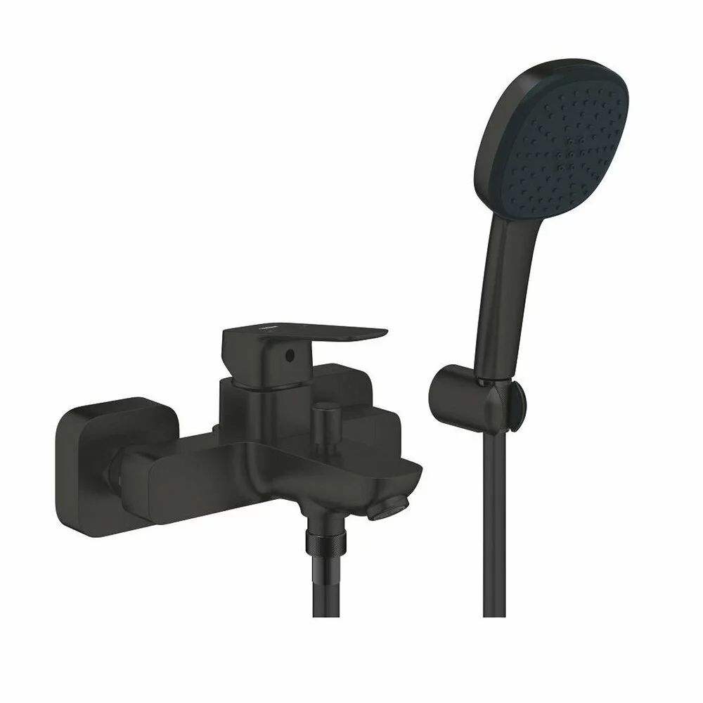 Baterie cada-dus Grohe Cubeo finisaj negru mat cu set de dus si para cu 2 functii