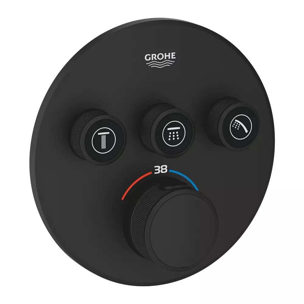 Baterie cada - dus Grohe Grohtherm SmartControl negru mat Phantom Black fara corp ingropat