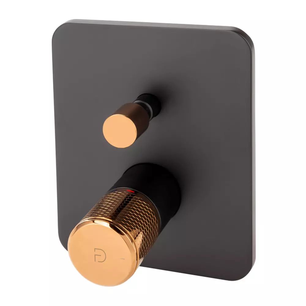 Baterie cada - dus incastrata FDesign Ardesia negru - rose gold cu corp incastrat
