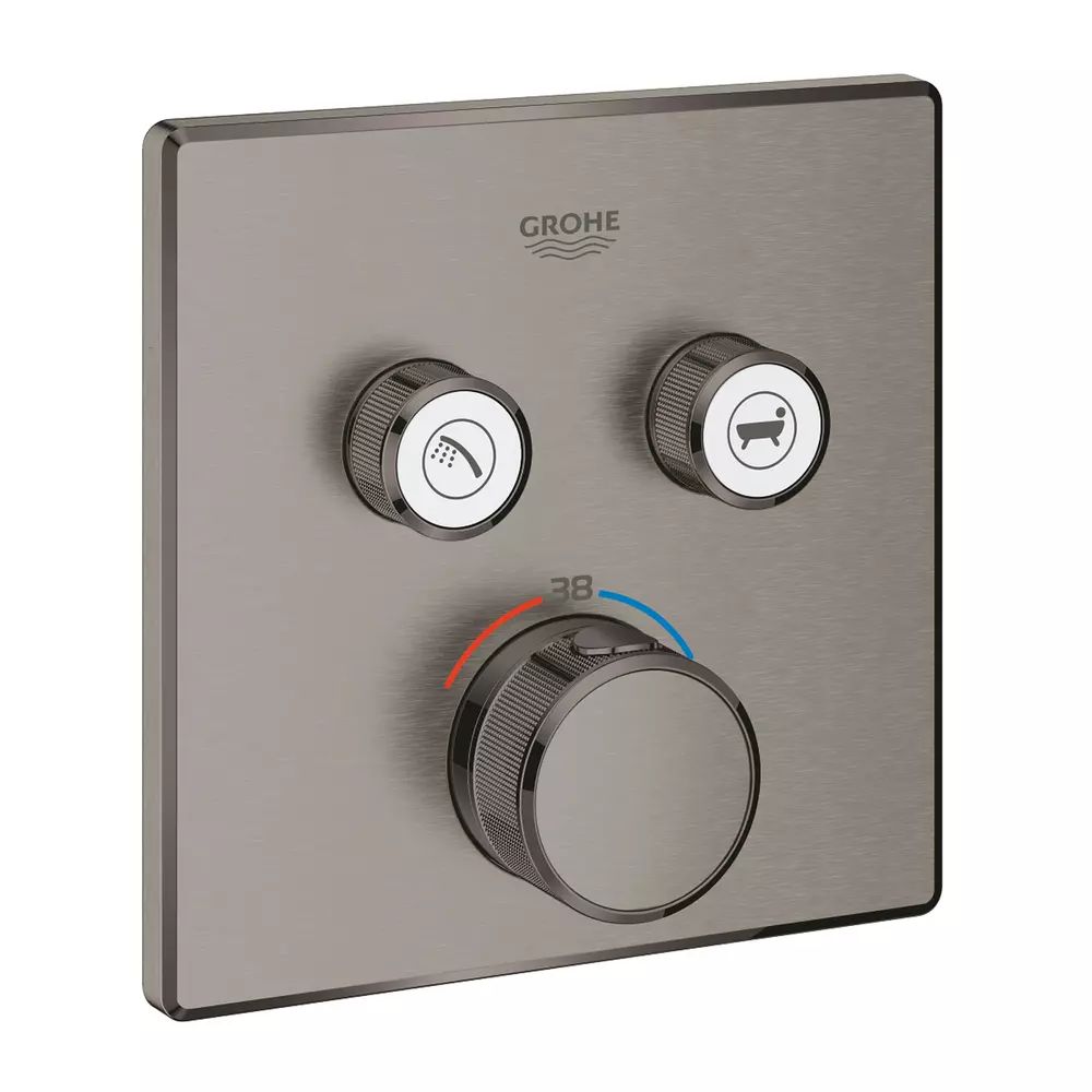 Baterie cada - dus incastrata Grohe Grohtherm SmartControl antracit periat Hard Graphite fara corp ingropat