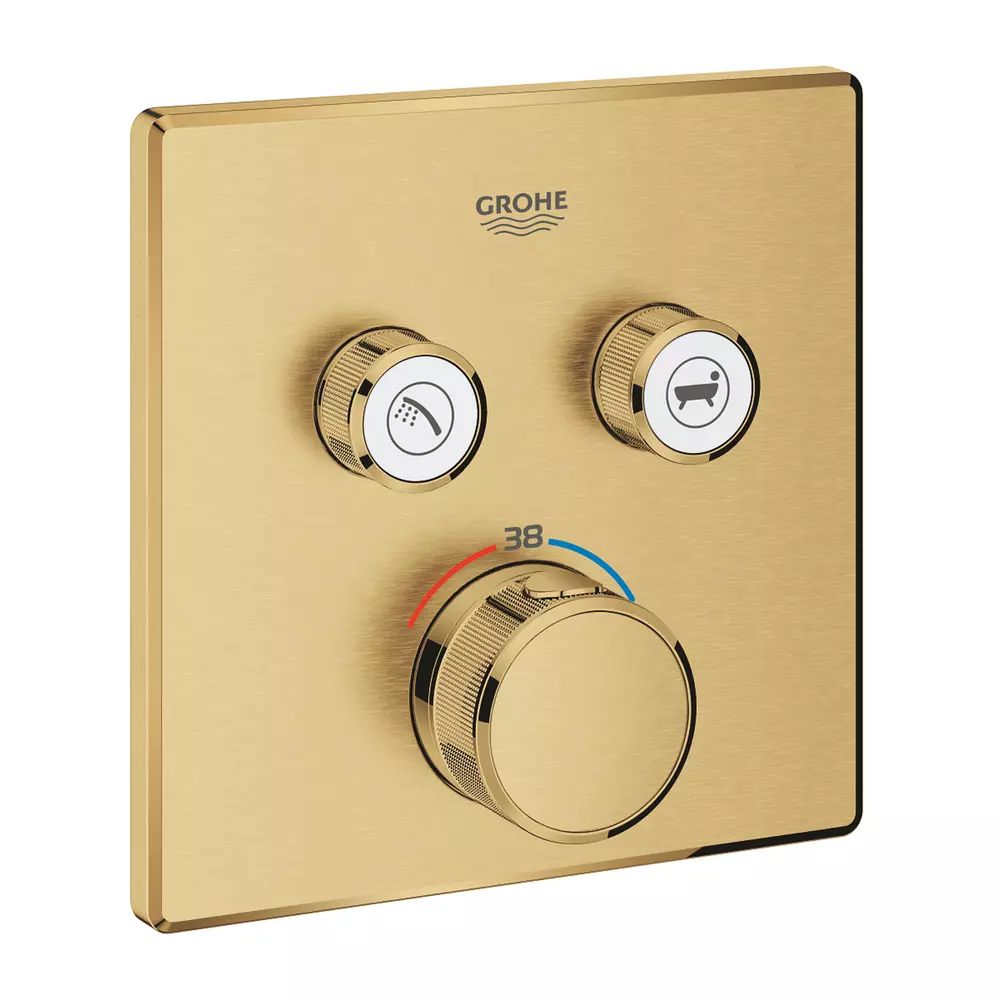 Baterie cada - dus incastrata Grohe Grohtherm SmartControl auriu periat Cool Sunrise fara corp ingropat