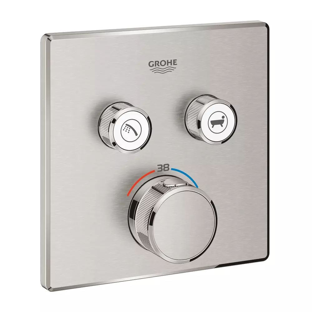 Baterie cada - dus incastrata Grohe Grohtherm SmartControl crom periat Supersteel fara corp ingropat