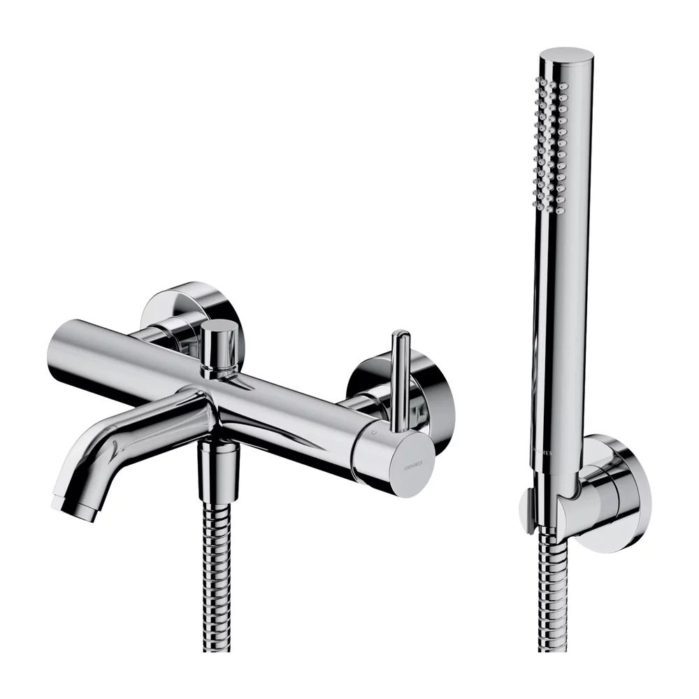 Baterie cada-dus Omnires Contour monocomanda finisaj crom lucios cu set de dus