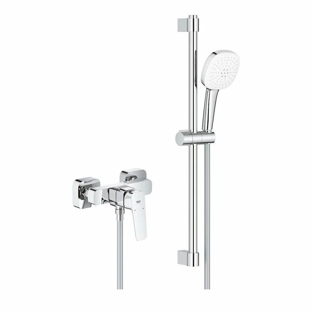 Baterie dus Grohe Cubeo finisaj crom lucios cu set de dus si para cu 2 functii