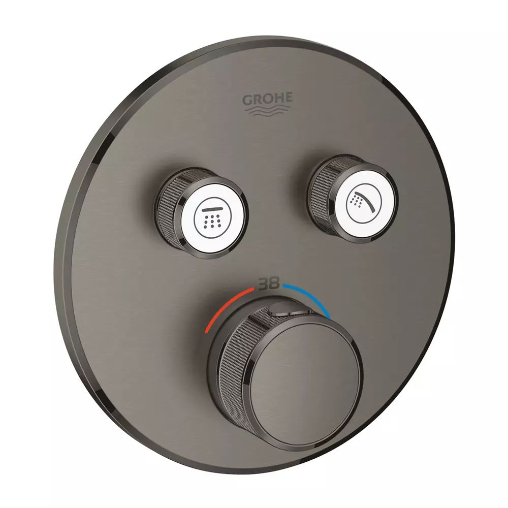 Baterie dus incastrata cu termostat Grohe Grohtherm SmartControl 2 iesiri antracit periat Hard Graphite