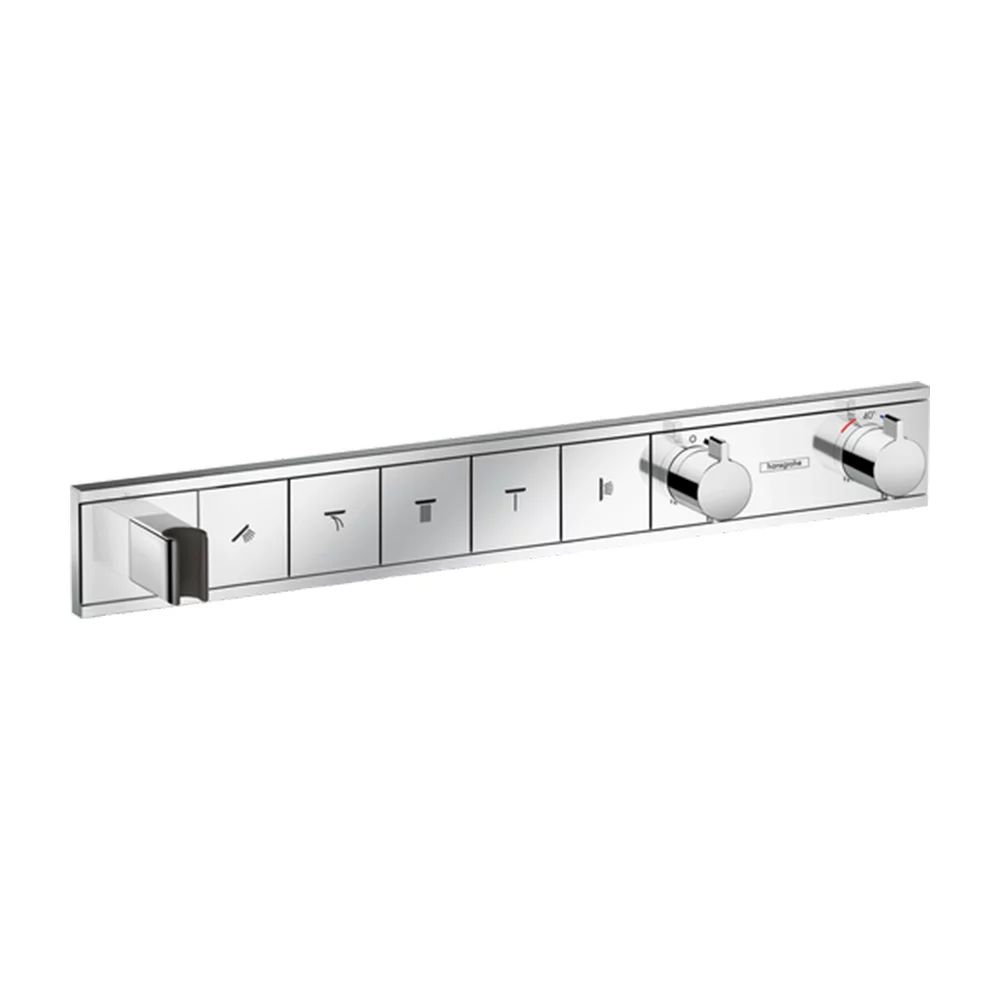 Baterie dus incastrata cu 5 functii Hansgrohe Rainselect cu termostat crom lucios