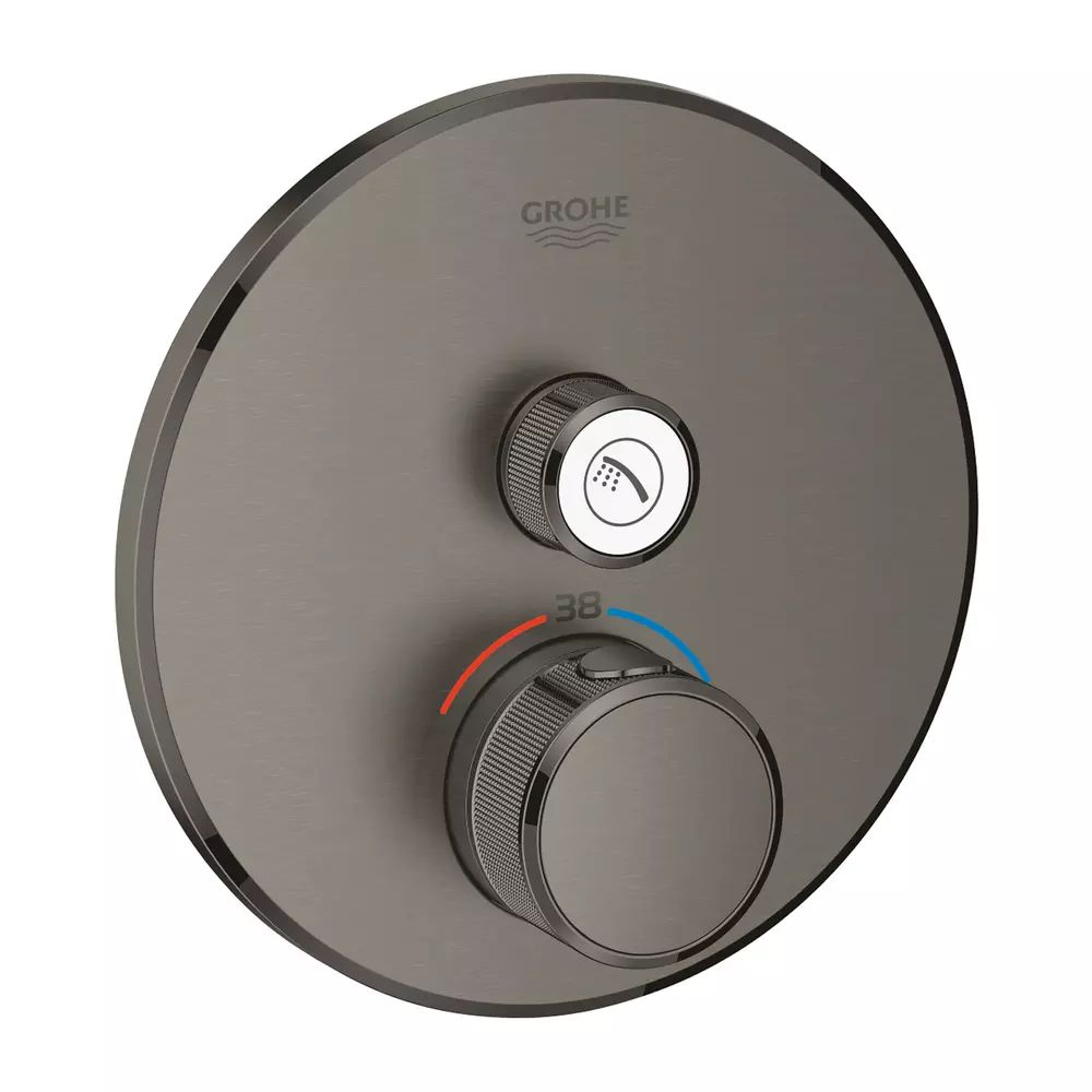 Baterie dus incastrata cu termostat Grohe Grohtherm SmartControl 1 iesire antracit periat Hard Graphite