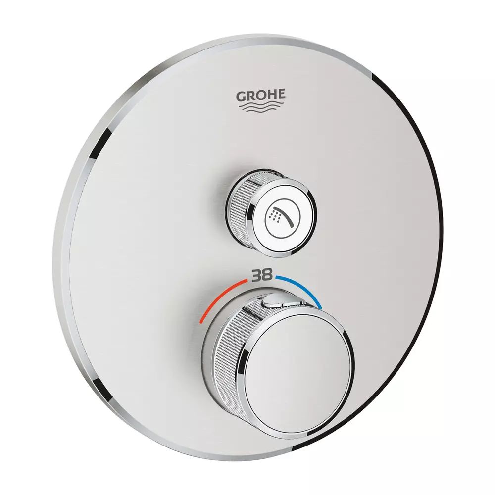 Baterie dus incastrata cu termostat Grohe Grohtherm SmartControl 1 iesire crom periat Supersteel