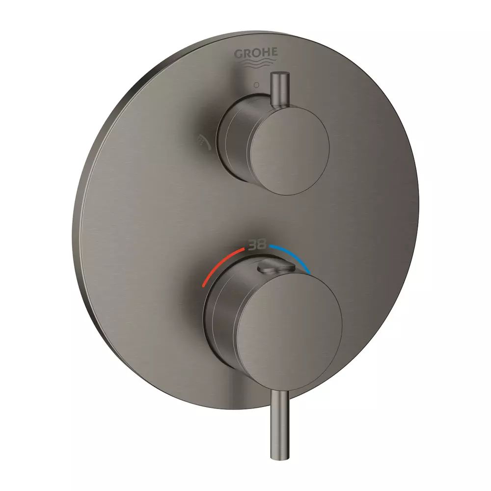Baterie dus incastrata Grohe Atrio termostatata antracit periat Hard Graphite fara corp ingropat