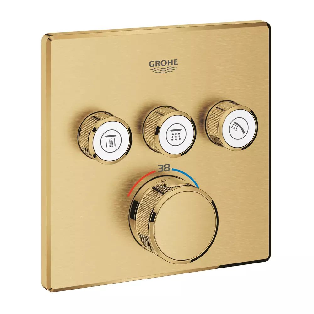 Baterie dus incastrata Grohe Grohtherm SmartControl 3 iesiri auriu periat Cool Sunrise fara corp ingropat