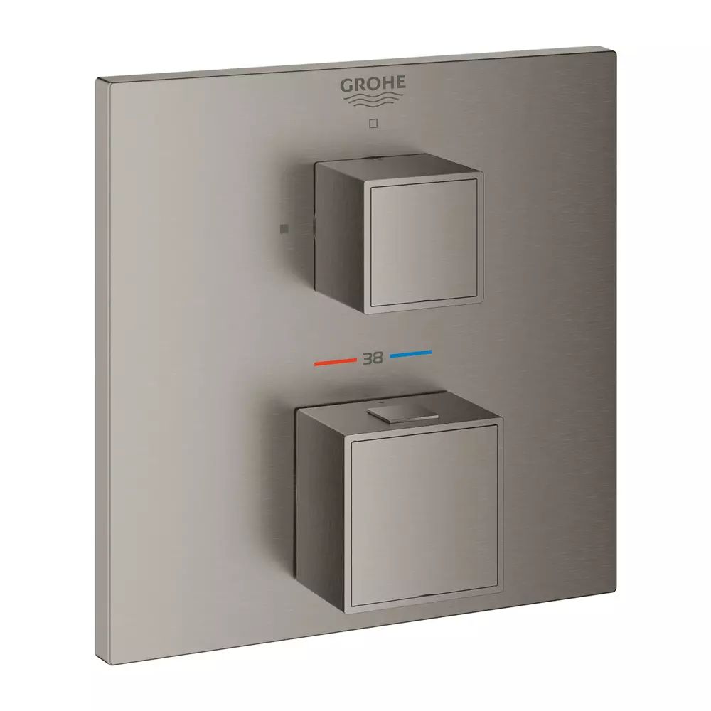 Baterie dus incastrata Grohe Grohtherm Cube termostatata antracit periat Hard Graphite fara corp ingropat