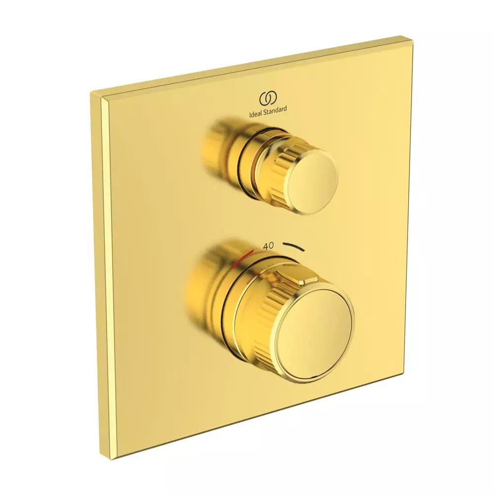 Baterie dus incastrata Ideal Standard Ceratherm Navigo patrata auriu periat fara corp ingropat