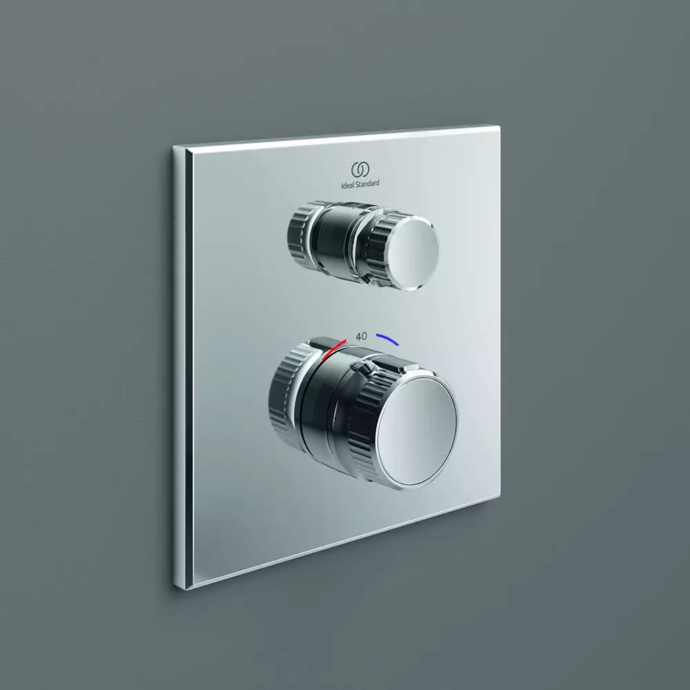 Baterie dus incastrata Ideal Standard Ceratherm Navigo patrata crom lucios fara corp ingropat