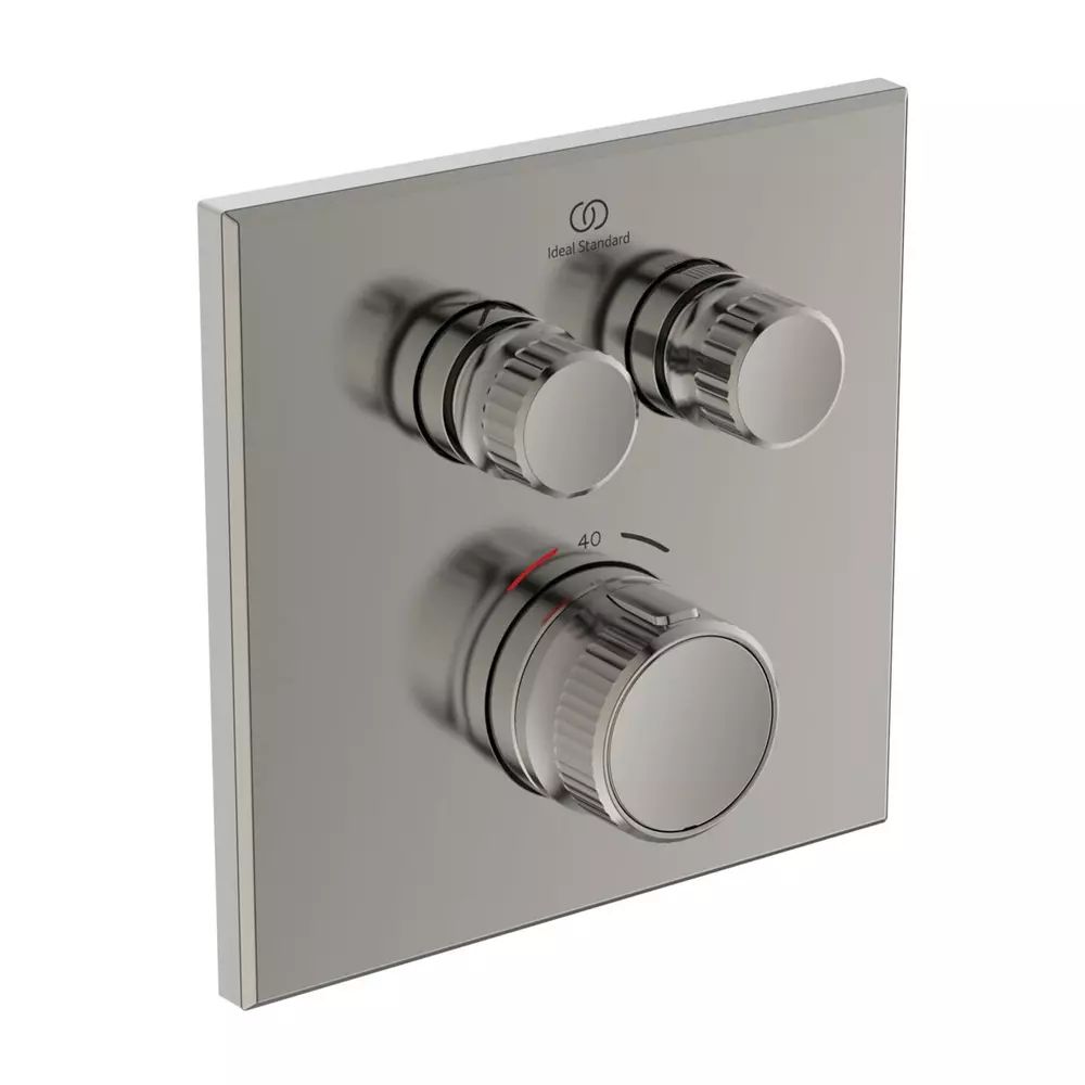 Baterie dus incastrata Ideal Standard Ceratherm Navigo patrata fara corp ingropat argintiu Silver Storm