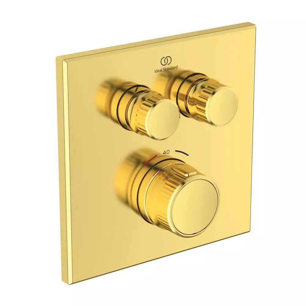 Baterie dus incastrata Ideal Standard Ceratherm Navigo patrata fara corp ingropat auriu periat
