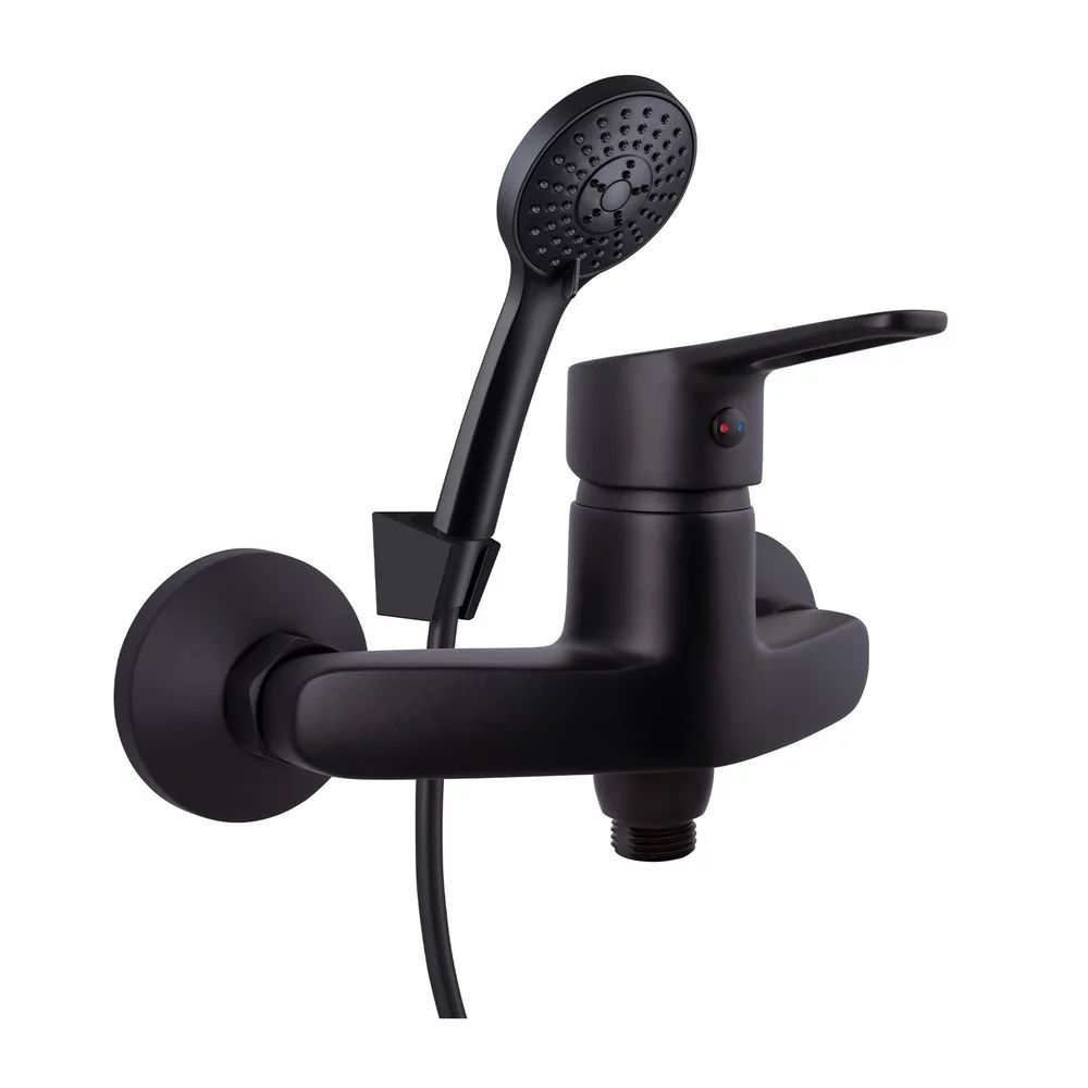 Baterie dus Rubineta Uno monocomanda negru mat cu set de dus para 3 functii