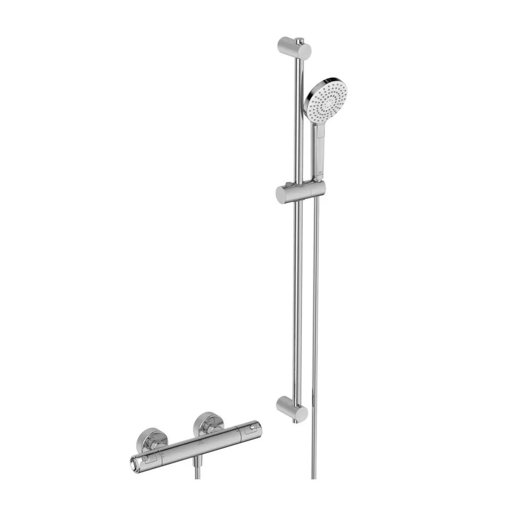 Baterie dus termostatata Ideal Standard Ceratherm T50 crom lucios cu set de dus cu bara 90 cm