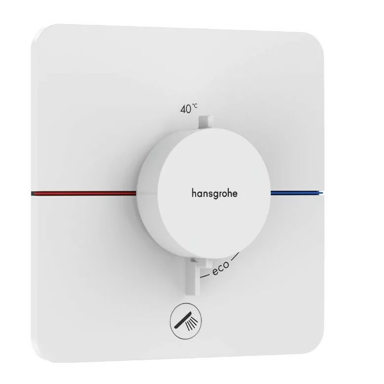 Baterie dus termostatata incastrata alb mat Hansgrohe ShowerSelect Comfort Q 1 functie si iesire suplimentara