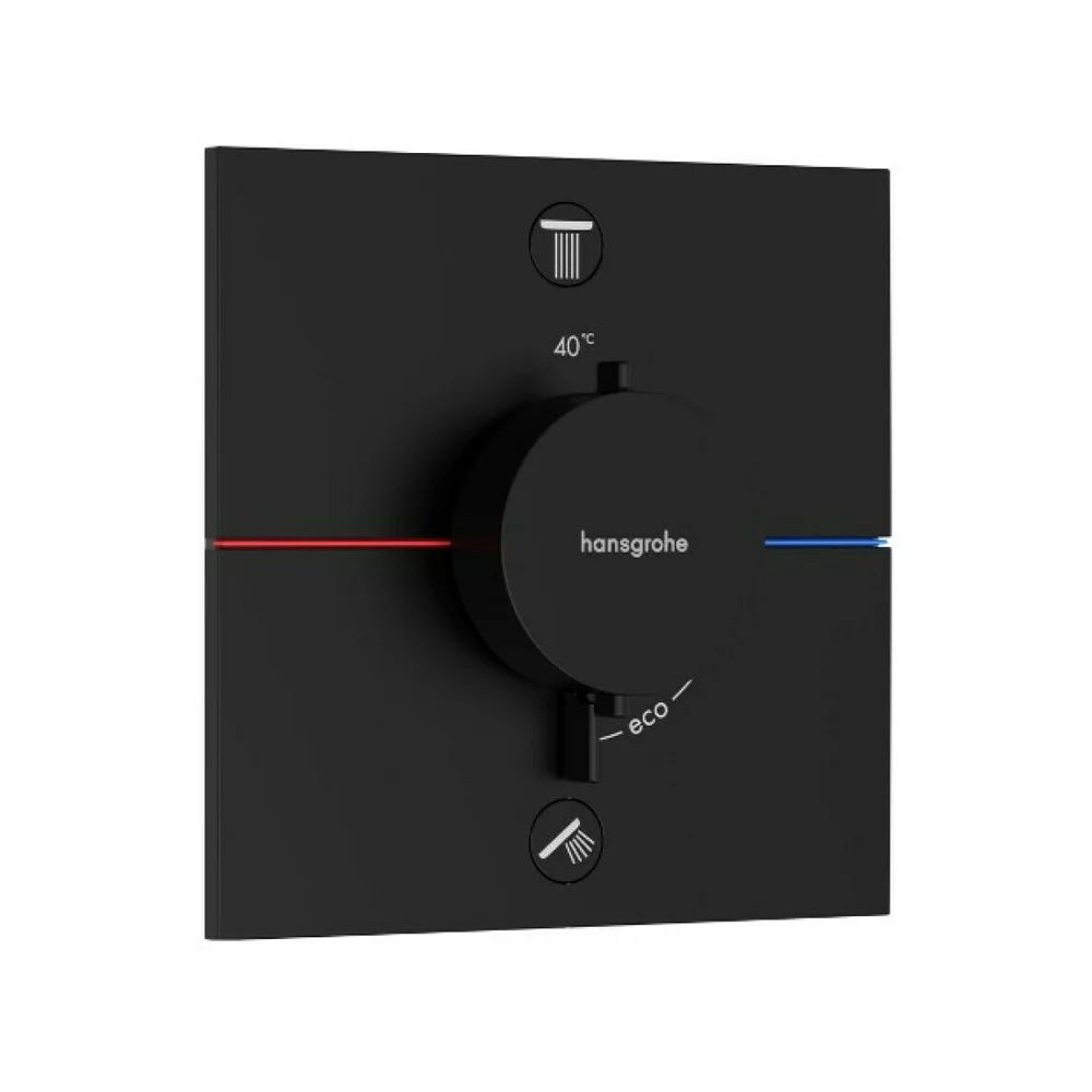 Baterie dus termostatata incastrata negru mat Hansgrohe ShowerSelect Comfort E 2 functii