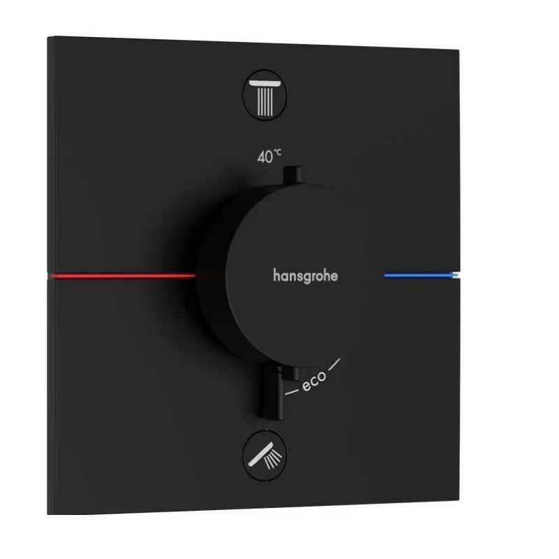 Baterie dus termostatata incastrata negru mat Hansgrohe ShowerSelect Comfort E 2 functii EN1717