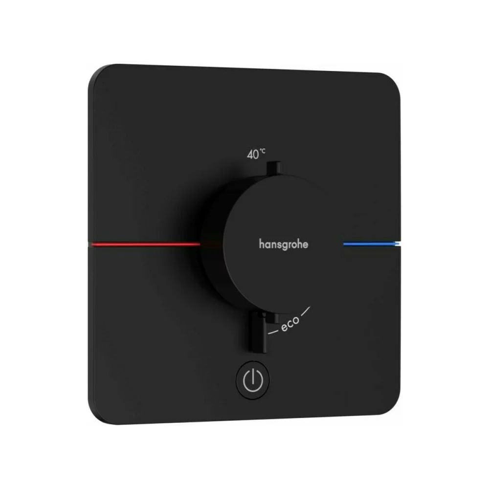 Baterie dus termostatata incastrata negru mat Hansgrohe ShowerSelect Comfort Q 1 functie si iesire suplimentara