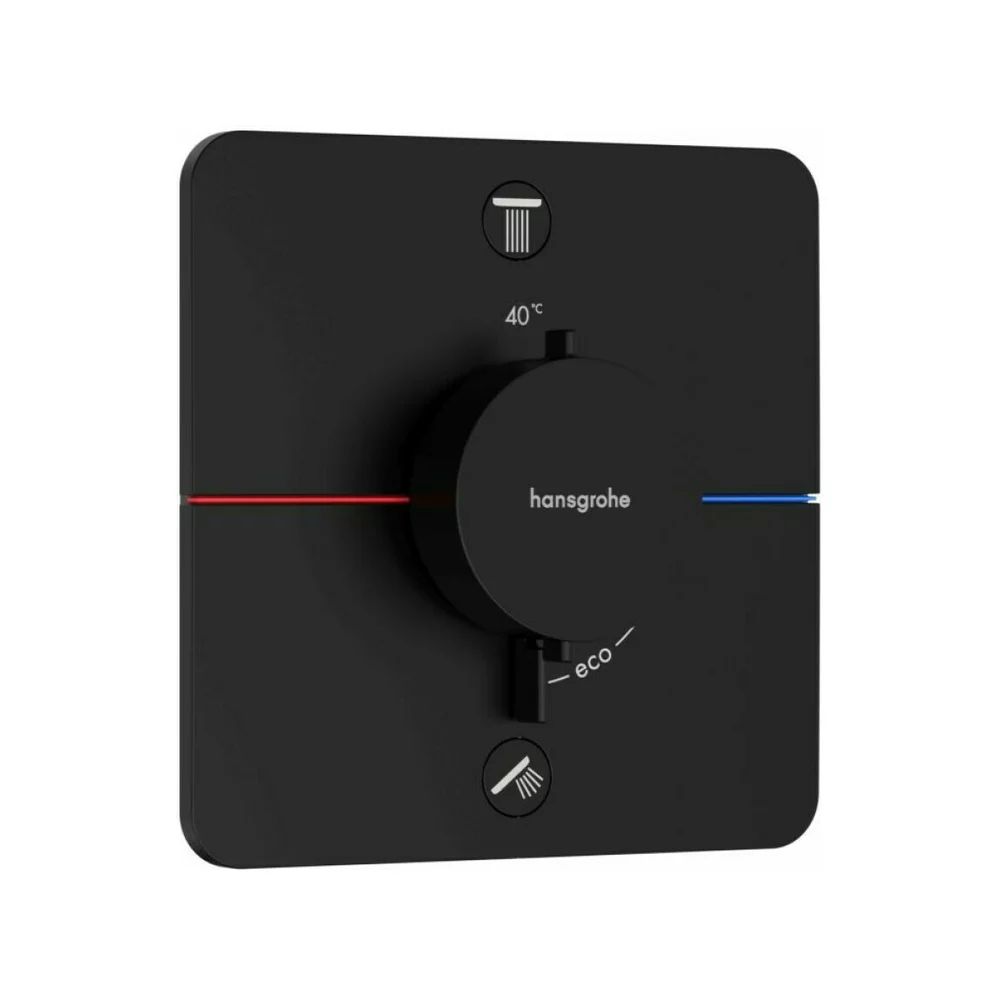 Baterie dus termostatata incastrata negru mat Hansgrohe ShowerSelect Comfort Q 2 functii EN1717