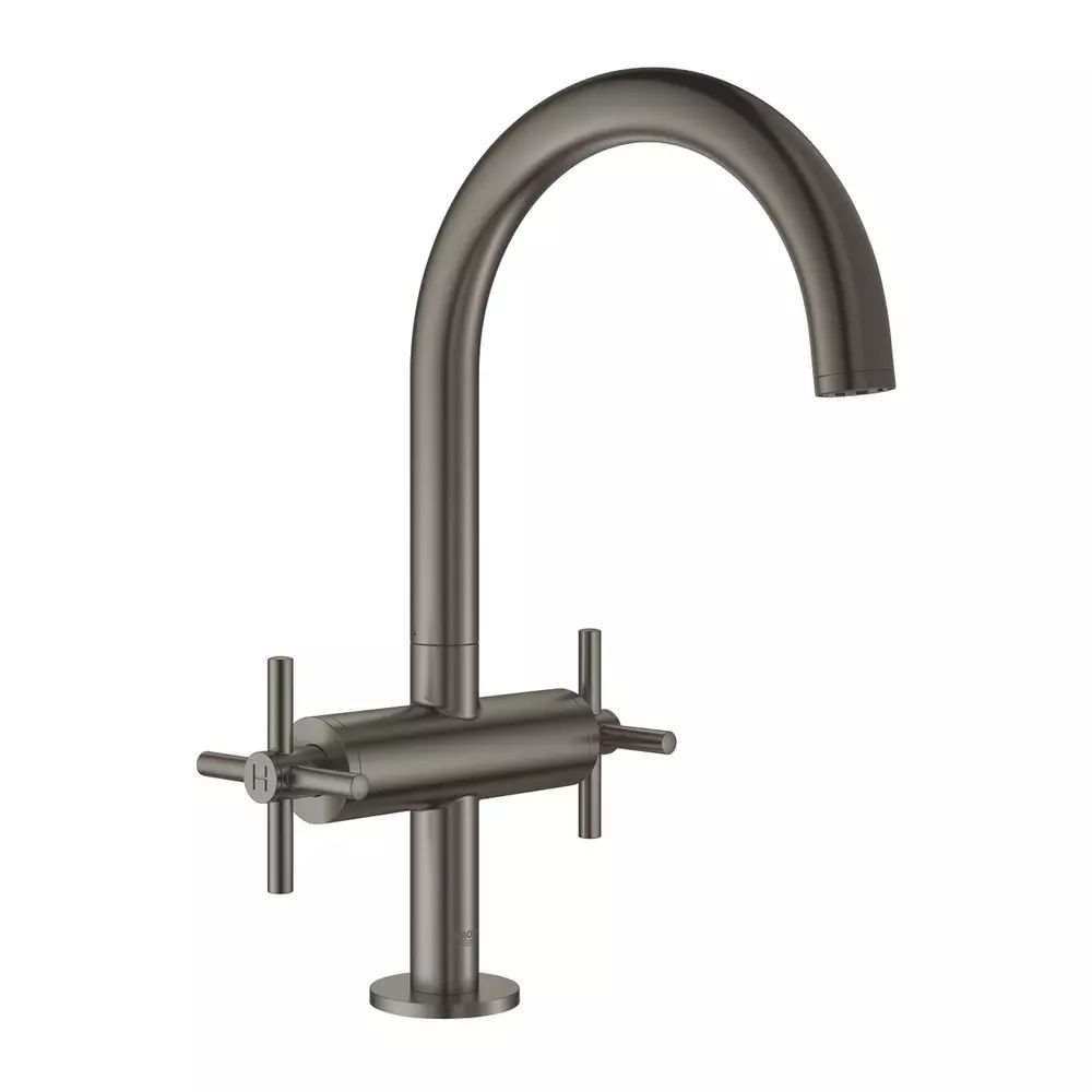 Baterie lavoar cu manere cruce Grohe Atrio L dubla comanda antracit periat Hard Graphite