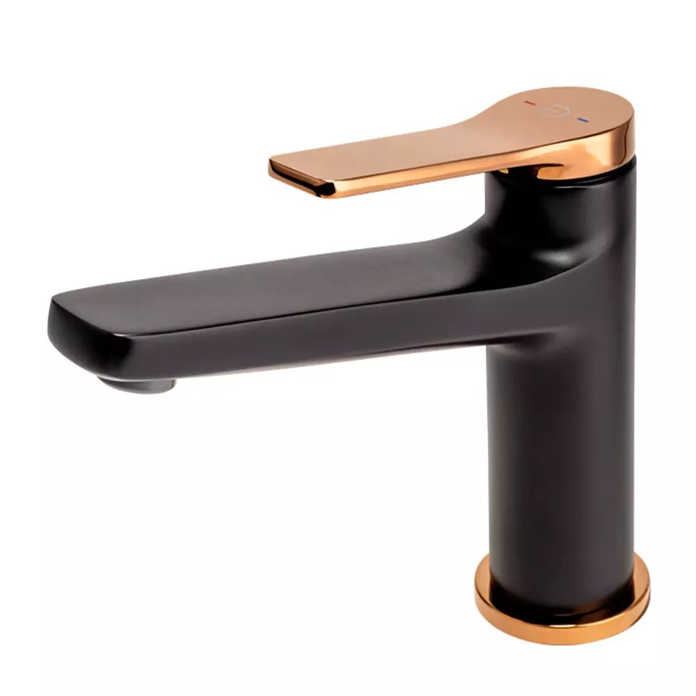 Baterie lavoar FDesign Seppia monocomanda negru - rose gold