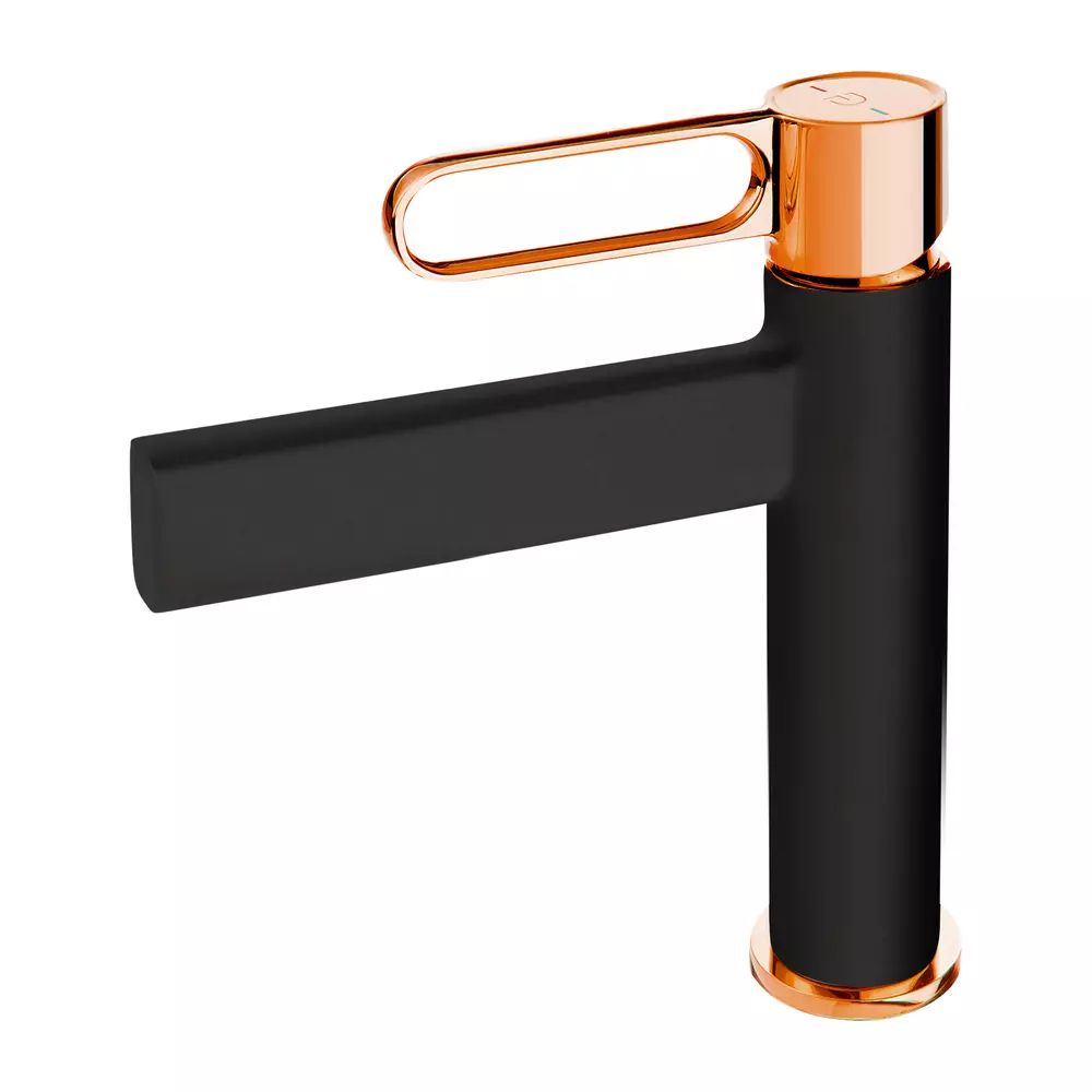 Baterie lavoar FDesign Zaffiro monocomanda negru - rose gold