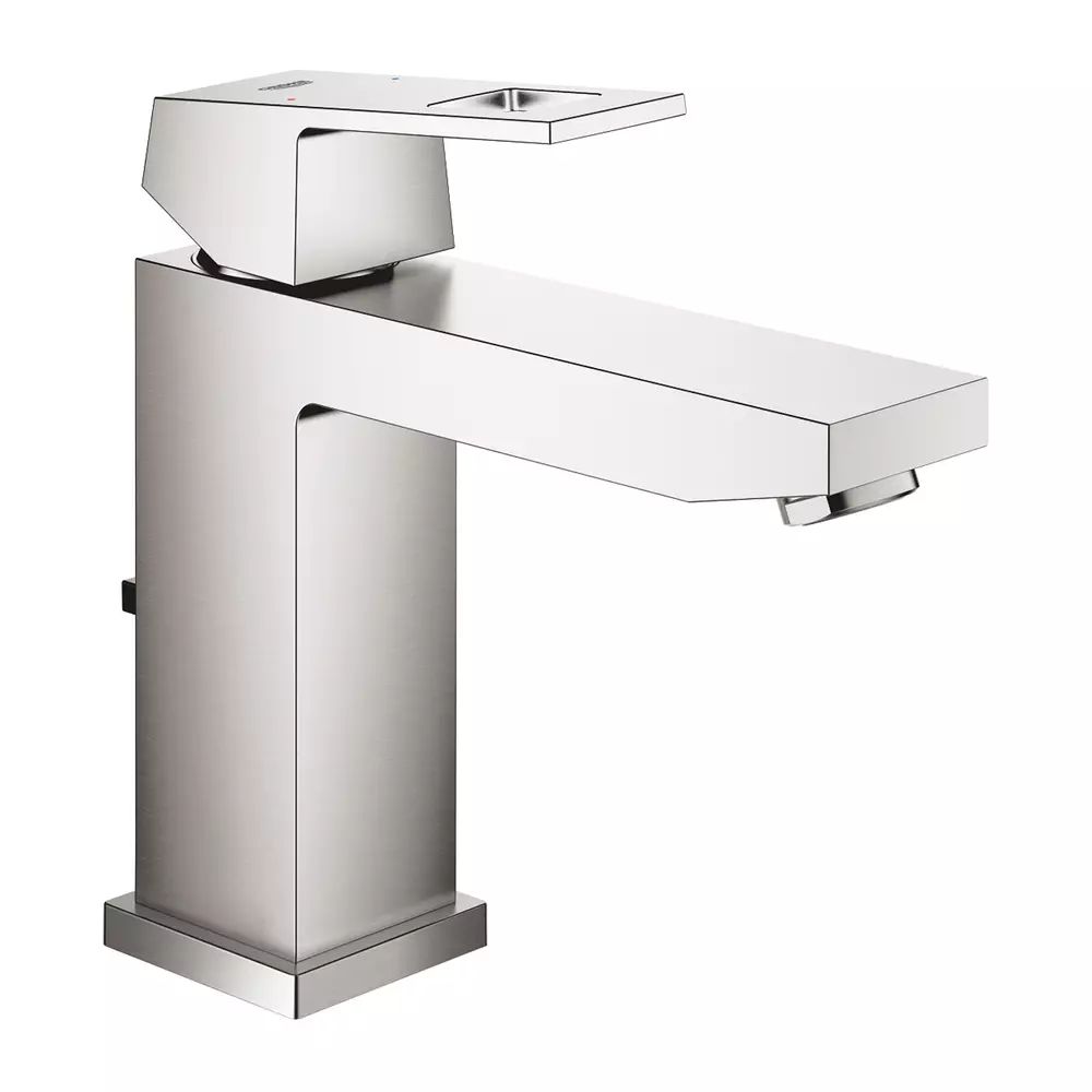 Baterie lavoar Grohe Eurocube M crom periat Supersteel cu ventil Pop-Up