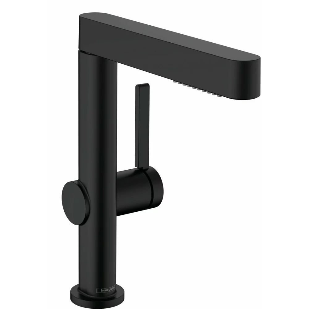 Baterie lavoar Hansgrohe Finoris 230 cu dus extractibil, 2 jeturi si ventil Push-Open negru mat